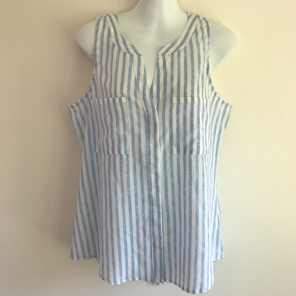 Sanctuary Blue & White Sheer Button Down Top/Blouse - Picture 1 of 11